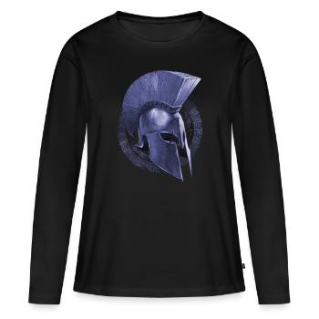 casque spartiate sparta guerrier - T-shirt manches longues Premium bio Femme - noir - Devant - Julia (174cm)