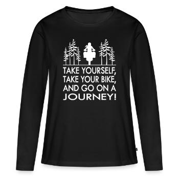Spruch journey Motorradfahrerin Frau Reisemotorrad - Frauen Premium Bio Langarmshirt - Schwarz - Vorne - Julia (174cm)