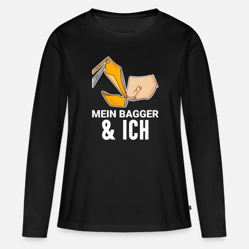 Bagger Baggerfahrer Spruch - Frauen Premium Bio Langarmshirt - Schwarz