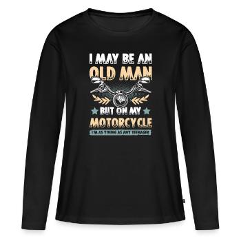 Motorcycle old man - Women's Premium Organic Long Sleeve Shirt - black - Front - Julia (174cm)