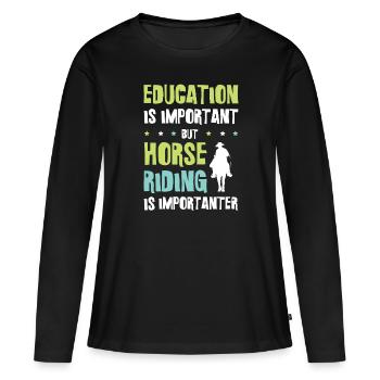 Éducation des chevaux - T-shirt manches longues Premium bio Femme - noir - Devant - Julia (174cm)