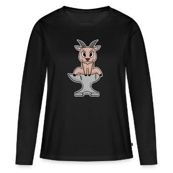 Bock auf Metal - Ziege Ziegenbock - T-shirt manches longues Premium bio Femme - noir - Devant - Julia (174cm)