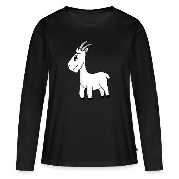 Bouc de chèvre - T-shirt manches longues Premium bio Femme - noir - Devant - Julia (174cm)