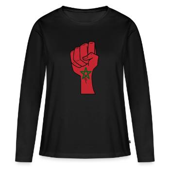 Maroc - T-shirt manches longues Premium bio Femme - noir - Devant - Julia (174cm)
