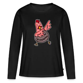 Dabbing Dab Poulet - T-shirt manches longues Premium bio Femme - noir - Devant - Julia (174cm)