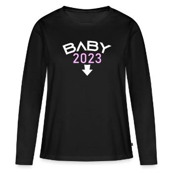 Fille Bébé Fille 2023 Enceinte - T-shirt manches longues Premium bio Femme - noir - Devant - Julia (174cm)