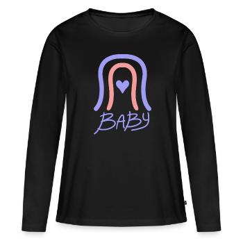 Bébé - T-shirt manches longues Premium bio Femme - noir - Devant - Julia (174cm)