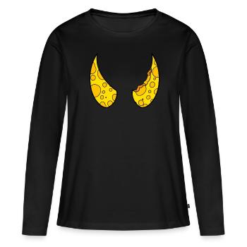 Cornes du diable Cornes en fromage - T-shirt manches longues Premium bio Femme - noir - Devant - Julia (174cm)
