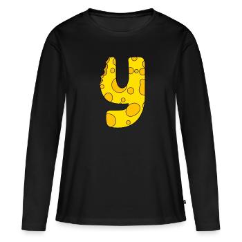 Lettre Y - T-shirt manches longues Premium bio Femme - noir - Devant - Julia (174cm)