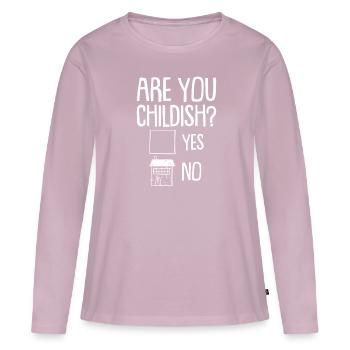 Drôles de dictons enfantins - T-shirt manches longues Premium bio Femme - rose poudré - Devant - Julia (174cm)