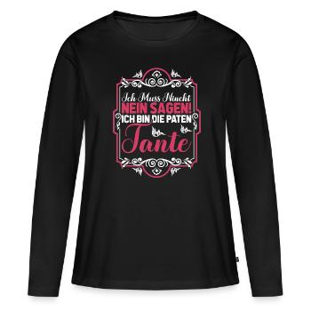 Aunt Patentante Heldin Tante Du Wirst Tante - Frauen Premium Bio Langarmshirt - Schwarz - Vorne - Julia (174cm)