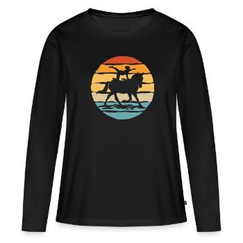 Sport équestre Vaulting Retro Horse Dressage - T-shirt manches longues Premium bio Femme - noir - Devant - Julia (174cm)
