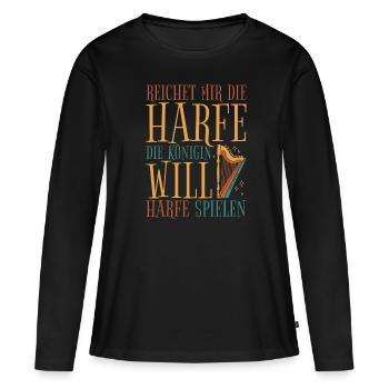 Orchester Harfen Harfe Musiker Harfenspieler - Frauen Premium Bio Langarmshirt - Schwarz - Vorne - Julia (174cm)