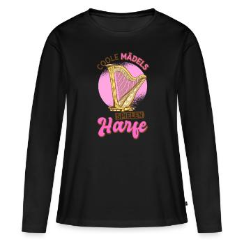 Musiker Harfenspieler Harfen Harfe Harfe - Frauen Premium Bio Langarmshirt - Schwarz - Vorne - Julia (174cm)