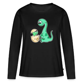 Dinosaurier mit Baby Dinosaurier - Frauen Premium Bio Langarmshirt - Schwarz - Vorne - Julia (174cm)