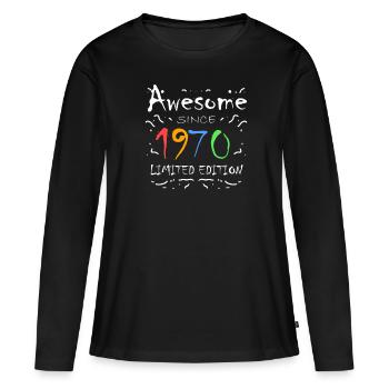 1970 - Frauen Premium Bio Langarmshirt - Schwarz - Vorne - Julia (174cm)