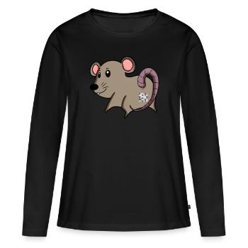 Maus Arsch - Maus Hintern - Frauen Premium Bio Langarmshirt - Schwarz - Vorne - Julia (174cm)