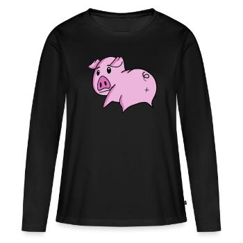 Schwein Arsch - Schwein Hintern - Frauen Premium Bio Langarmshirt - Schwarz - Vorne - Julia (174cm)