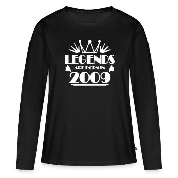 2009 - Jahrgang 2009 - Frauen Premium Bio Langarmshirt - Schwarz - Vorne - Julia (174cm)