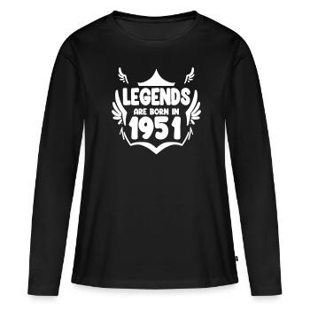 1951 - Né 1951 - Année de construction 1951 Cadeau - T-shirt manches longues Premium bio Femme - noir - Devant - Julia (174cm)