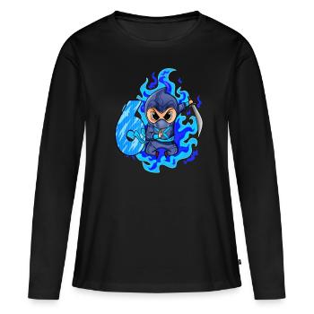 6ème anniversaire garçon 6 ans ninja - T-shirt manches longues Premium bio Femme - noir - Devant - Julia (174cm)