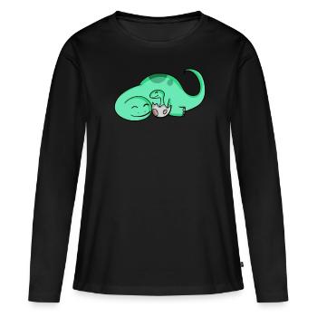 Dinosaur with baby dinosaur - Women's Premium Organic Long Sleeve Shirt - black - Front - Julia (174cm)