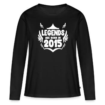 2015 - Jahrgang 2015 - Baujahr 2015 Geschenk - Frauen Premium Bio Langarmshirt - Schwarz - Vorne - Julia (174cm)