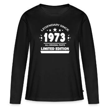 1973 - Né 1973 - Année de construction 1973 - T-shirt manches longues Premium bio Femme - noir - Devant - Julia (174cm)