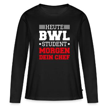 Studium Student Studenten BWL BWL Studium - Frauen Premium Bio Langarmshirt - Schwarz - Vorne - Julia (174cm)