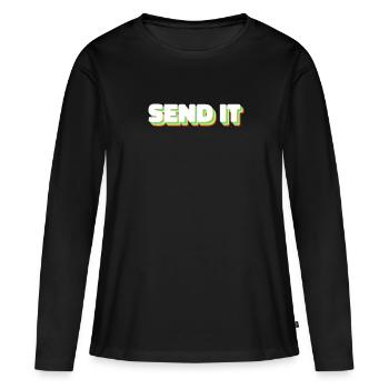 Retro Send It Full Send - Frauen Premium Bio Langarmshirt - Schwarz - Vorne - Julia (174cm)