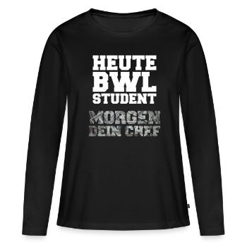 Student BWL Studenten Wirtschaft - Frauen Premium Bio Langarmshirt - Schwarz - Vorne - Julia (174cm)