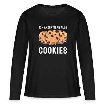 Keks Coder IT Akpzeptiere Cookies Cookie Website - Frauen Premium Bio Langarmshirt - Schwarz - Vorne - Julia (174cm)