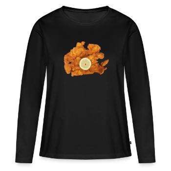Österreich Wiener Schnitzel Schnitzel-Fan - Frauen Premium Bio Langarmshirt - Schwarz - Vorne - Julia (174cm)