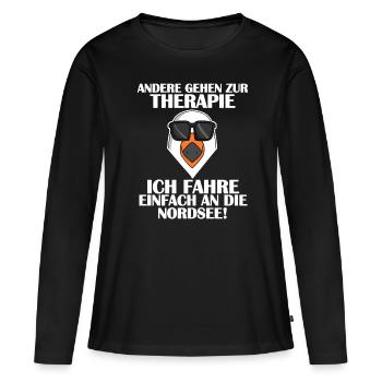 Nordsee Plattdeutsch Spruch - Frauen Premium Bio Langarmshirt - Schwarz - Vorne - Julia (174cm)