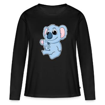 Koala Familie - Koala mit Baby - Koala Motiv - Frauen Premium Bio Langarmshirt - Schwarz - Vorne - Julia (174cm)