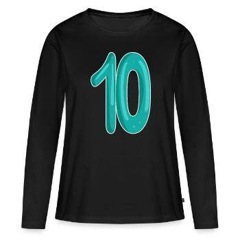 Dix numéros 10 - T-shirt manches longues Premium bio Femme - noir - Devant - Julia (174cm)