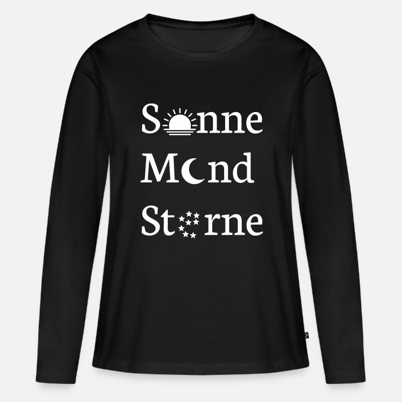 Sonne Mond Sterne Design Geschenkidee - Frauen Premium Bio Langarmshirt - Schwarz