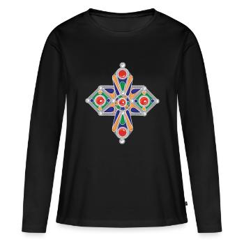 Bijoux kabyle - T-shirt manches longues Premium bio Femme - noir - Devant - Julia (174cm)