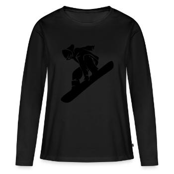 Snowboard Snowboarder - Frauen Premium Bio Langarmshirt - Schwarz - Vorne - Julia (174cm)