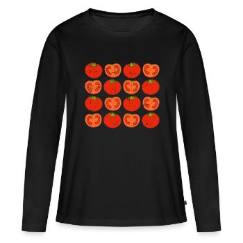 Tomate - Frauen Premium Bio Langarmshirt - Schwarz - Vorne - Julia (174cm)