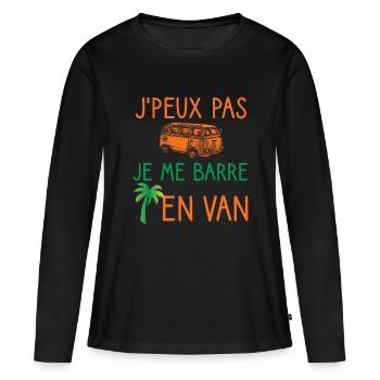 Je peux pas je me barre en van cadeau camping - T-shirt manches longues Premium bio Femme - noir - Devant - Julia (174cm)