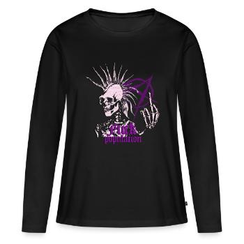 Skeleton Punk Iroquois Anarchie Majeur Viol - T-shirt manches longues Premium bio Femme - noir - Devant - Julia (174cm)