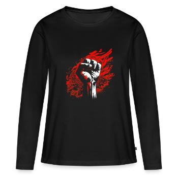 Poing levé - T-shirt manches longues Premium bio Femme - noir - Devant - Julia (174cm)