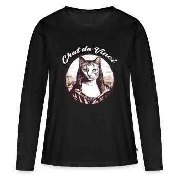 Da Vinci's cat - Women's Premium Organic Long Sleeve Shirt - black - Front - Julia (174cm)