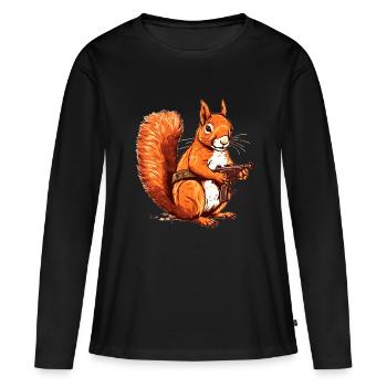 Einzigartiges und schwer bewaffnetes Eichhörnchen - Frauen Premium Bio Langarmshirt - Schwarz - Vorne - Julia (174cm)