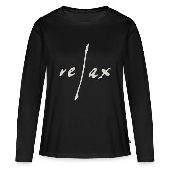 relax - Frauen Premium Bio Langarmshirt - Schwarz - Vorne - Julia (174cm)