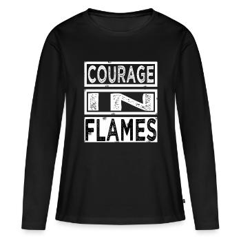 humour, bravoure, dictons drôles, bouée de sauvetage, citation - T-shirt manches longues Premium bio Femme - noir - Devant - Julia (174cm)