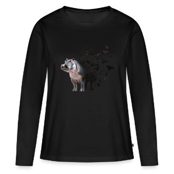 Nilpferd - Frauen Premium Bio Langarmshirt - Schwarz - Vorne - Julia (174cm)
