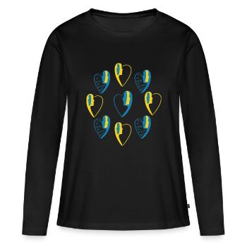 Fleur d'amour numéro 3. - T-shirt manches longues Premium bio Femme - noir - Devant - Julia (174cm)