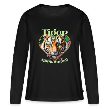 Le tigre est l’animal de mon âme. - T-shirt manches longues Premium bio Femme - noir - Devant - Julia (174cm)